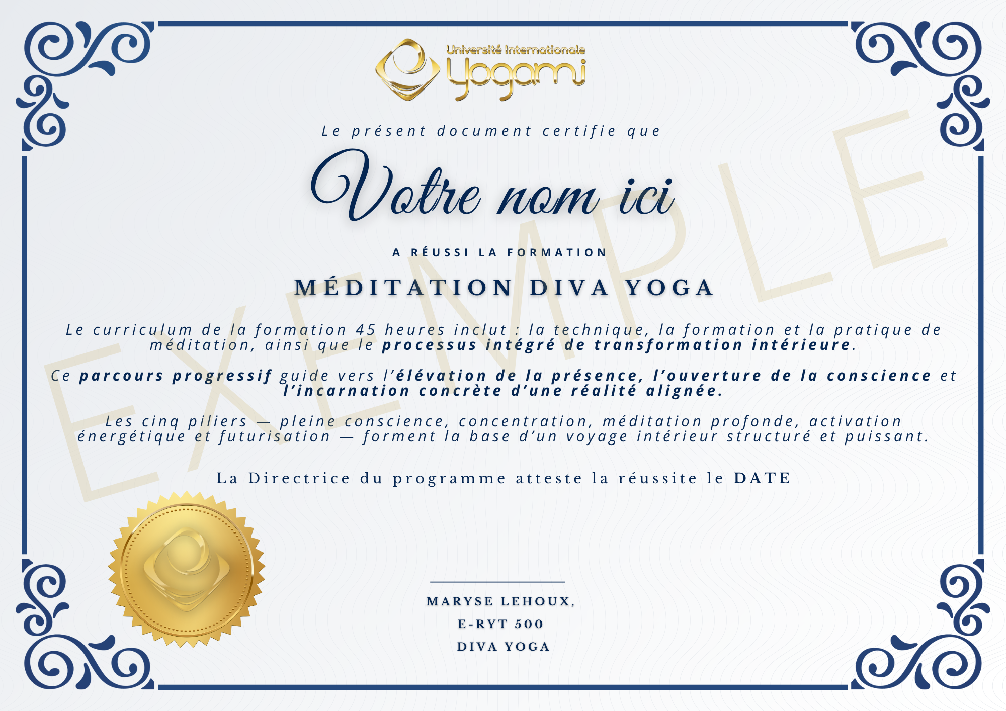 Certificat - Méditation DY